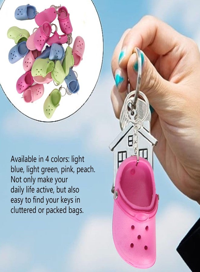 Sunicon 20Pcs Slipper Keychains, 4 Colors Soft Silicone DIY Mini Hole Shoe Keychain Women Cute Shoes Style Keychain Kids Girls Boys Lovely Key Buckle for Birthday Gifts - Image 4